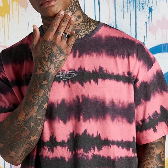 BoohooMAN Quavo Loose Fit Tie Dye Short Sleeve T-Shirt - Picture 2 of 3